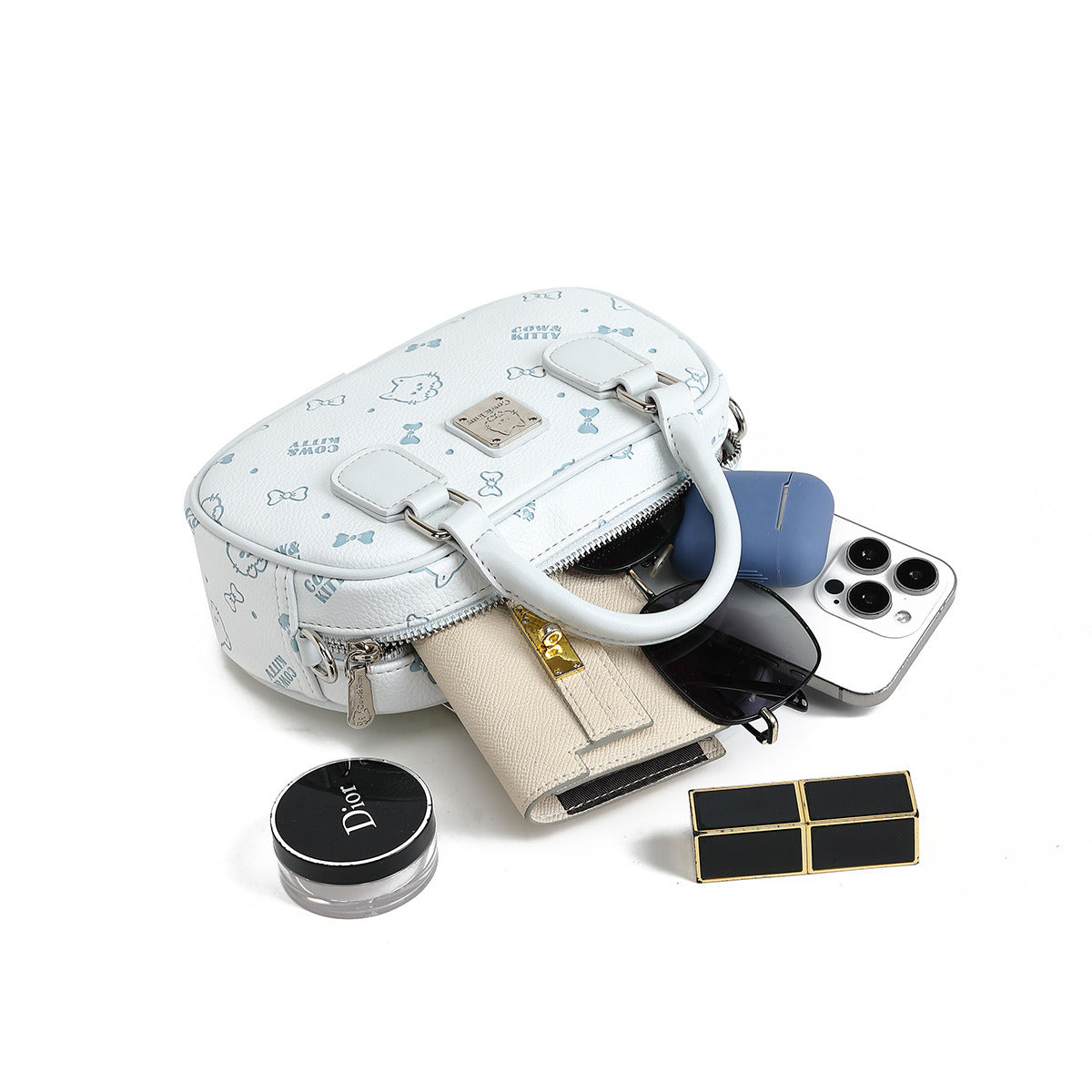 2025 New Style Fashion Printed Elegant Bowling Handbag for Women - Casual, Versatile, High-End, Cross-Border, Cute